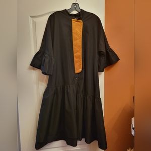 Micacara womens black dress with brown detail in the front  size 14